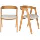 Lot de 2 Fauteuils Mads Zuiver Duo d'Assises en Bois et Tissu Blanc Sièges de Table 49x50x72cm