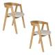 Lot de 2 Fauteuils Mads Zuiver Duo d'Assises en Bois et Tissu Blanc Sièges de Table 49x50x72cm