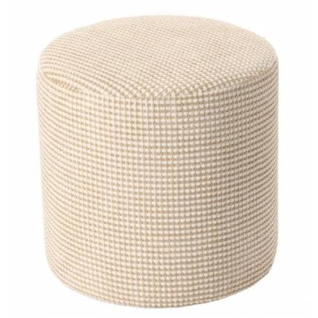 Pouf Livia Athezza Assise Ronde Tissu Ecru Bi-colore Siège d'Appoint 40x40x40cm