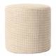 Pouf Livia Athezza Assise Ronde Tissu Ecru Bi-colore Siège d'Appoint 40x40x40cm