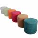 Pouf Livia Athezza Assise Ronde Tissu Ecru Bi-colore Siège d'Appoint 40x40x40cm