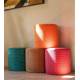 Pouf Livia Athezza Assise Ronde Tissu Ecru Bi-colore Siège d'Appoint 40x40x40cm