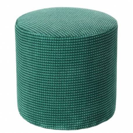Pouf Livia Athezza Assise Ronde Tissu Turquoise Bi-colore Siège d'Appoint 40x40x40cm