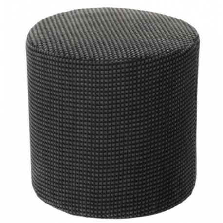 Pouf Livia Athezza Assise Ronde Tissu Anthracite Bi-colore Siège d'Appoint 40x40x40cm