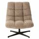Fauteuil Montclar Athezza Siège en Acier et Tissu Beige Assise Pivotante Lounge Esprit Rétro 76x89x93cm