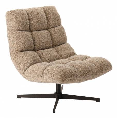 Fauteuil Montclar Athezza Siège en Acier et Tissu Beige Assise Pivotante Lounge Esprit Rétro 76x89x93cm