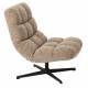 Fauteuil Montclar Athezza Siège en Acier et Tissu Beige Assise Pivotante Lounge Esprit Rétro 76x89x93cm