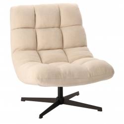 Fauteuil Montclar Athezza Siège en Acier et Tissu Ecru Assise Pivotante Lounge Esprit Rétro 76x89x93cm
