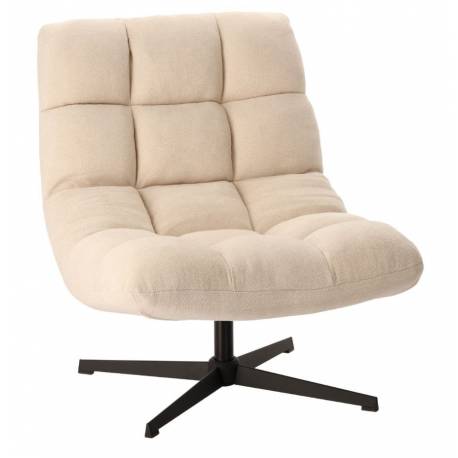 Fauteuil Montclar Athezza Siège en Acier et Tissu Ecru Assise Pivotante Lounge Esprit Rétro 76x89x93cm