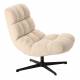 Fauteuil Montclar Athezza Siège en Acier et Tissu Ecru Assise Pivotante Lounge Esprit Rétro 76x89x93cm