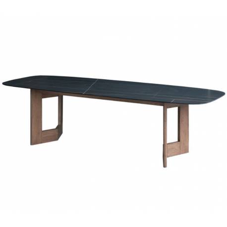 Table Repas Manre Noire Athezza Table de Repas en Chêne et Pierre Frittée 75x108x268cm