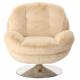 Fauteuil Memento Fausse Fourrure Blanc Marque Athezza Loveuse Pivotante Acier Pied Chromé 81x83x86cm