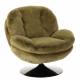 Fauteuil Memento Fausse Fourrure Kaki Marque Athezza Loveuse Pivotante Acier Pied Chromé 81x83x86cm