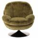 Fauteuil Memento Fausse Fourrure Kaki Marque Athezza Loveuse Pivotante Acier Pied Chromé 81x83x86cm