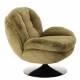 Fauteuil Memento Fausse Fourrure Kaki Marque Athezza Loveuse Pivotante Acier Pied Chromé 81x83x86cm