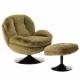 Fauteuil Memento Fausse Fourrure Kaki Marque Athezza Loveuse Pivotante Acier Pied Chromé 81x83x86cm