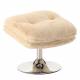 Repose Pied Memento Fausse Fourrure Blanc Athezza Pouf d’Appoint Assise Acier Chromé 44x45x50cm