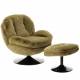 Repose Pied Memento Fausse Fourrure Kaki Athezza Pouf d’Appoint Assise Acier Noir 44x45x50cm