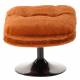 Repose Pied Memento Fausse Fourrure Orange Brulé Athezza Pouf d’Appoint Assise Acier Noir 44x45x50cm
