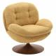 Fauteuil Memento Moutarde Marque Athezza Loveuse Pivotante Acier Effet Bois Foncé 81x83x86cm