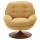 Fauteuil Memento Moutarde Marque Athezza Loveuse Pivotante Acier Effet Bois Foncé 81x83x86cm