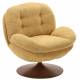 Fauteuil Memento Moutarde Marque Athezza Loveuse Pivotante Acier Effet Bois Foncé 81x83x86cm