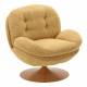 Fauteuil Memento Moutarde Chiné Marque Athezza Loveuse Pivotante Acier Effet Bois Naturel 81x83x86cm