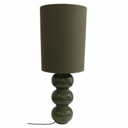 Lampe Pila Athezza Sable Luminaire à Poser en Acier et Abat-jour en Tissu Eclairage de Salon 30x30x80cm