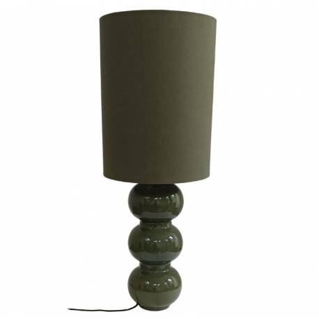 Lampe Pila Athezza Sable Luminaire à Poser en Acier et Abat-jour en Tissu Eclairage de Salon 30x30x80cm