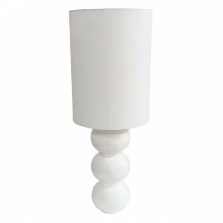 Lampe Pila Athezza Sable Luminaire à Poser en Acier et Abat-jour en Tissu Eclairage de Salon 30x30x80cm