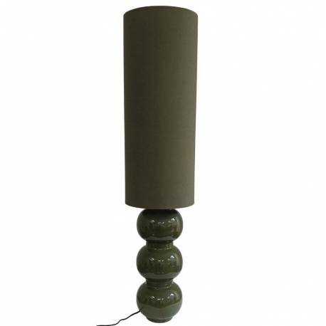 Lampadaire Pila Athezza Kaki Lampe sur Pied en Acier et Abat-jour en Tissu Eclairage de Salon 30x30x130cm