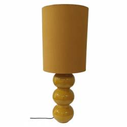 Lampe Pila Athezza Moutarde Luminaire à Poser en Acier et Abat-jour en Tissu Eclairage de Salon 30x30x80cm