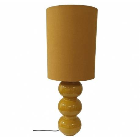 Lampe Pila Athezza Moutarde Luminaire à Poser en Acier et Abat-jour en Tissu Eclairage de Salon 30x30x80cm