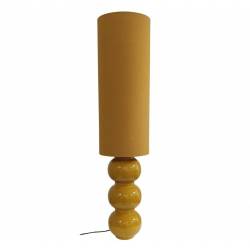 Lampadaire Pila Athezza Moutarde Lampe sur Pied en Acier et Abat-jour en Tissu Eclairage de Salon 30x30x130cm