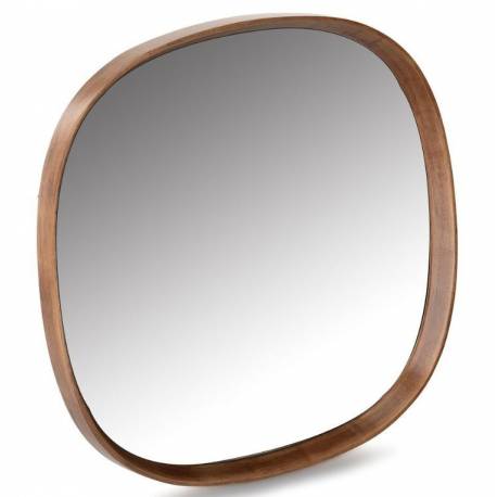 Miroir Carré Laoul Athezza Miroir en Noyer Finition Noisette Décoration Murale Carrée 4x60x60cm