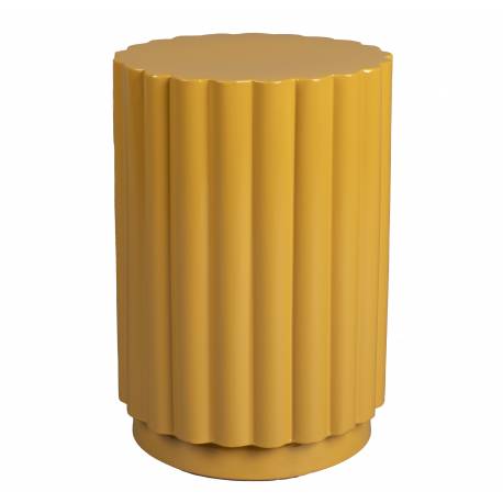 Guéridon Camila Ocre Dutchbone Bout de Canapé en Acier Sellette Esprit Design Finition Brillante 32x32x45cm