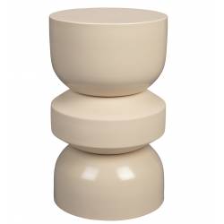 Guéridon Apollo Beige Dutchbone Bout de Canapé en Acier Sellette Esprit Design Finition Mate et Brillante 29x29x48cm