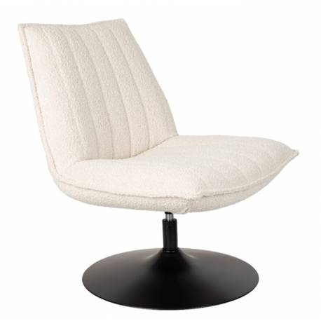 Fauteuil Jax Blanc Cassé Bouclé Woody Tendance Siège de Salon Cosy 66x78x81cm