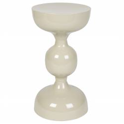 Table d'Appoint Lars Ivoire Woody Bout de Canapé en Acier Sellette Design Finition Brillante 31x31x59cm