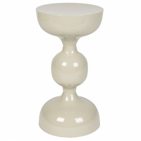 Table d'Appoint Lars Ivoire Woody Bout de Canapé en Acier Sellette Design Finition Brillante 31x31x59cm