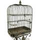 Cage à Oiseaux sur Pied Volière en Acier Patiné Vert Antique Abri pour Oiseaux Décoratif 26x42x120cm