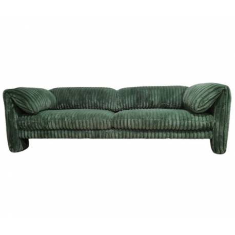 Canapé Cologne Athezza Sofa 2 Places Assise de Salon Tissu Côtelé Vert Banquette Design 73x95x224cm