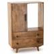 Buffet Trem Athezza Cabinet en Manguier Porte Coulissante 2 Tiroirs Meuble de Rangement Rétro 40x80x120cm