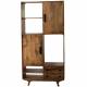 Armoire Trem Athezza Vitrine en Manguier Vaisselier 2 Portes Coulissante 2 Tiroirs 2 Niches Meuble Rétro 40x90x180cm