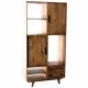 Armoire Trem Athezza Vitrine en Manguier Vaisselier 2 Portes Coulissante 2 Tiroirs 2 Niches Meuble Rétro 40x90x180cm
