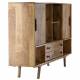 Buffet Trem Athezza Bahut en Manguier 2 Portes Coulissantes 2 Tiroirs Meuble de Rangement Rétro 38x106x158cm