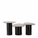 Trio Vega Athezza Lot de Trois Tables Basses en Acier et Céramique Guéridons Asymétriques