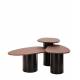 Trio Vega Athezza Lot de Trois Tables Basses en Acier et Manguier Guéridons Asymétriques