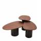 Trio Vega Athezza Lot de Trois Tables Basses en Acier et Manguier Guéridons Asymétriques