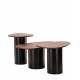 Trio Vega Athezza Lot de Trois Tables Basses en Acier et Manguier Guéridons Asymétriques